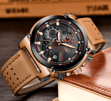 将图片加载到图库查看器,Men's Waterproof Modern Watch With Leather Belts, Stainless Steel Case Excellent Look Perfect Gift