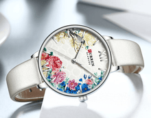 Load image into Gallery viewer, Womens Watches With Decoupage Flower Patterns And Details Of Large Roman Numbers