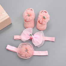 Load image into Gallery viewer, Flower Baby Girl Headband Socks Set Shoes With Crown Bows Newborn Headbands For Girls Turban Baby Hair Accessories