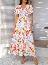Load image into Gallery viewer, Elegant Printed V-Neck Short Sleeve Maxi Dress Beautiful Casual Women Long Dress