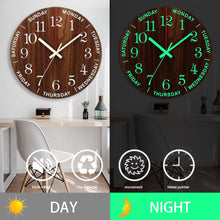 将图片加载到图库查看器,12 Inch Luminous Wall Clock Wall Clock Luminous Wall Clock Wood Silent Light in Dark Night Nordic Fashion Wall Clock Non Ticking Clock with Night Light Wood Silent light in dark night Nordic Fashion Wall Clock Non Ticking Clock With Night Light