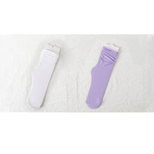 Load image into Gallery viewer, 1/2 Pairs Girls Thin Socks Pack Harajuku Cute Long Frilly Socks Casual Soft Nylon High Elastic Solid White Purple Solid Color Stylish Casual Socks For Men And Women