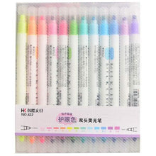 Load image into Gallery viewer, 12-Piece: Cute Double Head Fluorescent Pen Highlighters Set