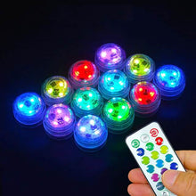 Load image into Gallery viewer, 12-Piece: LED RGB Diving Light Remote Control Decorative Light
