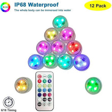 Load image into Gallery viewer, 12-Piece: LED RGB Diving Light Remote Control Decorative Light