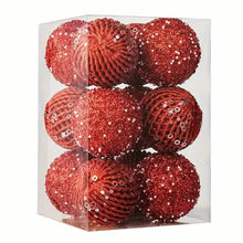 Load image into Gallery viewer, 12-Piece Set: Large Sparkling Glittering Sequins Foam Ball Ornaments