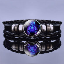 Load image into Gallery viewer, 12 Zodiac Signs Charm Bracelet Men Women Fashion Multilayer Weave Leather Charms 12 Twelve Constellations PU Leather Bracelet Braided Punk Zodiac Sign Bangle
