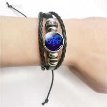Load image into Gallery viewer, 12 Zodiac Signs Charm Bracelet Men Women Fashion Multilayer Weave Leather Charms 12 Twelve Constellations PU Leather Bracelet Braided Punk Zodiac Sign Bangle