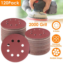Load image into Gallery viewer, 120-Pack: 5-Inch 8 Hole Round Sandpapers