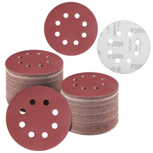 Load image into Gallery viewer, 120-Pack: 5-Inch 8 Hole Round Sandpapers