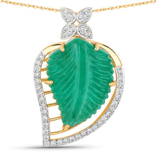 Load image into Gallery viewer, 29.67 Carat Genuine Colombian Emerald and White Diamond 14K Yellow Gold Pendant