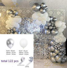 将图片加载到图库查看器,122 pieces White Silver Latex Balloon Arch Garland Kit For Baby Shower Wedding Birthday Graduation Anniversary Bachelorette Party Luxury Ballons