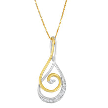 Load image into Gallery viewer, Espira 10K Two-Tone Gold Round Cut Diamond Sparkling Spiral Pendant Necklace (1/6 cttw, J-K Color, I2-I3 Clarity)