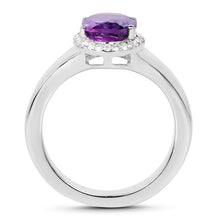 Load image into Gallery viewer, 1.73 Carat Genuine Amethyst and White Topaz .925 Sterling Silver Ring