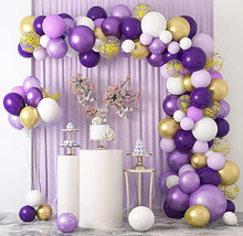 将图片加载到图库查看器,129Pcs Purple And Gold Balloons For Happy Birthday Foil Balloons Banner Circle Dots Garland Birthday Party Decorations Birtdhay Ballons Decoration