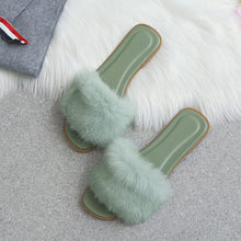 将图片加载到图库查看器,Fashion Fur Flat Women's Slippers Plus Size Spring Summer Fluffy Fur Slippers Shoes Woman Plush Fur Slip On Flip Flop Flat Furry Fur Slides Outdoor Sandals Furry Slides Summer Sandals Open Toe Indoor Outdoor Fluffy Slides