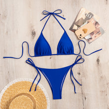 将图片加载到图库查看器,Swimwear Women Bandage Women Triangle Bathing Suits 2 Pieces Bikini Bowknot Swimsuit Bikini Set Swimwear Bikini Sets Bikinis Bathing Suit Push Up Swimsuit Summer Beachwear