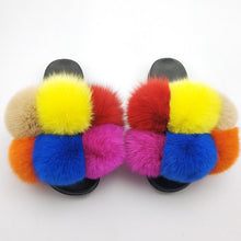 Load image into Gallery viewer, New SeasonSummer Women Slippers Faux Fur Slides For Women Fluffy Slippers House Shoes Woman Slippers Open Toe Fuzzy Fur Slippers Girls Fluffy House Slides Outdoor Indoor Slippers