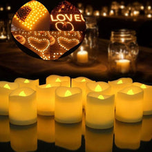 Load image into Gallery viewer, 12Pcs Electronic LED Tea Light Candles Flickering Bulb Battery Operated Flameless LED Tea Light for Seasonal & Festival Celebration Electric Fake Candle Realistic Battery-Powered Flameless Candles for Home Bedroom Party Wedding Festival Decor