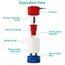 Load image into Gallery viewer, 12V 1100GPH Submersible Marine Boat Bilge Non-Automatic Electric Water Pump