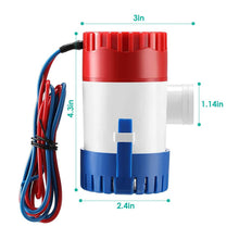 Load image into Gallery viewer, 12V 1100GPH Submersible Marine Boat Bilge Non-Automatic Electric Water Pump