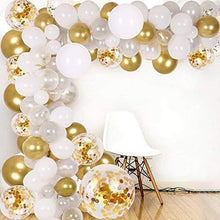 Load image into Gallery viewer, 133pcs Confetti Gold Silver And White Balloon Arch Garland Kit For Bridal Baby Shower Wedding Birthday Graduation party Luxury Birthday Party Decoration