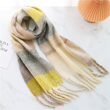Load image into Gallery viewer, New Luxury Winter Soft Head Wraps Plaid Scarf Shawls Cashmere Warm Cashmere Scarves Rainbow For Women
