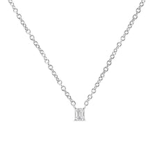 Load image into Gallery viewer, 14K White Gold 1/5 Cttw Emerald Shape Solitaire Diamond 18" Pendant Necklace (G-H Color, VS2-SI1 Clarity)