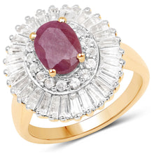 Load image into Gallery viewer, 3.75 Carat Genuine Ruby and White Topaz .925 Sterling Silver Ring