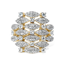 Load image into Gallery viewer, 14K Yellow Gold 1.0 Cttw Diamond Geometric Stacked Open Cocktail Ring (I-J Color, I1-I2 Clarity) - Ring Size 7
