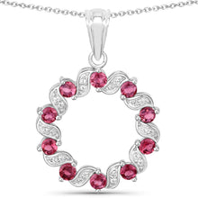 Load image into Gallery viewer, 1.30 Carat Genuine Pink Tourmaline and White Topaz .925 Sterling Silver Pendant
