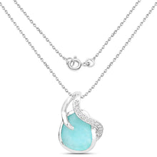 Load image into Gallery viewer, 2.58 Carat Genuine Amazonite and White Topaz .925 Sterling Silver Pendant