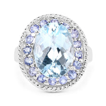 Load image into Gallery viewer, 7.41 Carat Genuine Blue Topaz and Tanzanite .925 Sterling Silver Ring