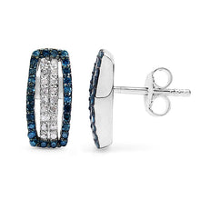 Load image into Gallery viewer, 0.51 Carat Genuine Blue Diamond & White Diamond .925 Sterling Silver Earrings
