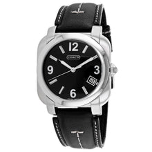 将图片加载到图库查看器,Coach Men's Black Leather Silver Quartz