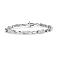 Load image into Gallery viewer, 14K White Gold 1.0 Cttw Invisible Set Princess Cut Diamond Alternating Station and Link Tennis Bracelet (I-J Color, I1-I2 Clarity) - Size 7.25" Inches