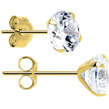 Load image into Gallery viewer, 14k Gold .47 Carat Cubic Zirconia Solitaire Stud Earrings