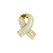 将图片加载到图库查看器,14K Yellow Gold 2 5/8 cttw Channel Set White Diamond Awareness Ribbon Pendant Necklace (G-H Color, VS1-VS2 Clarity) - NO CHAIN