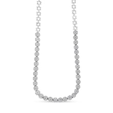 Load image into Gallery viewer, IGI Certified 14K White Gold 8.0 Cttw Pave Set Round-Cut Diamond Cluster Graduating Riviera Statement Necklace (H-I Color, I1 Clarity)