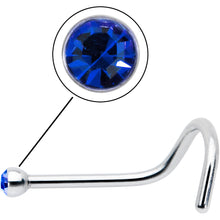 Load image into Gallery viewer, 20G Stainless Steel Sapphire Blue Gem Micro Nose Ring Twister