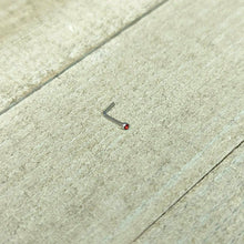 Load image into Gallery viewer, 20G Stainless Steel Ruby Red Gem Micro Nose Ring L-Shaped