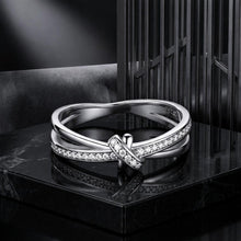 Load image into Gallery viewer, S925 Sterling Silver Oxidized Pavé Setting CZ Ring Size 6 for Women