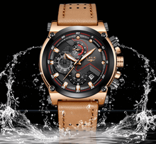 将图片加载到图库查看器,Men's Waterproof Modern Watch With Leather Belts, Stainless Steel Case Excellent Look Perfect Gift
