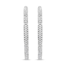 Load image into Gallery viewer, 18K White Gold 2.00 Cttw Round-Cut Diamond Inner-Outer Hoop Earrings (F-G Color, VS1-VS2 Clarity)