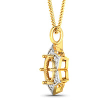 Load image into Gallery viewer, 0.14 Carat Genuine White Diamond 14K Yellow Gold Semi Mount Pendant - holds 8.00mm Round Gemstone