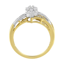 Load image into Gallery viewer, 10K Yellow and White Gold 1/2 Cttw Diamond Marquise Shaped Cluster Split Shank Ring (H-I Color, SI2-I1 Clarity) - Size 7