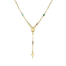 Load image into Gallery viewer, 14K Gold Multicolor Virgin Mary Necklace