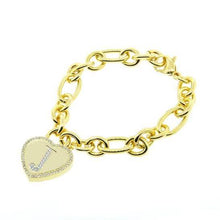Load image into Gallery viewer, 14K Gold Plated Initial Heart Bracelet