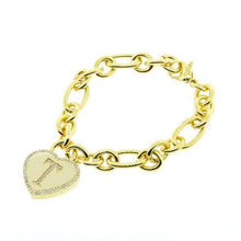Load image into Gallery viewer, 14K Gold Plated Initial Heart Bracelet