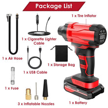 Load image into Gallery viewer, 150 PSI 12V Portable Cordless Tire Pump 6000mAh Rechargeable with LED Light